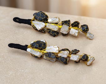Black Tourmaline & Selenite Door Hanger: Raw Crystal Energy Protection