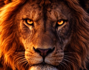 Light Contrast Wildlife Serie – Löwe Poster, Leuchtende Augen Wandbild, Modern Tierkunst, Dramatic Light Print, Download
