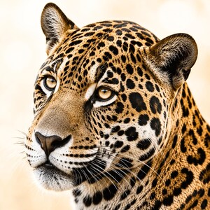 Póster Retrato de Jaguar con Ojos Dorados, Elegante Póster de Animales Salvajes, Arte de Pared de Leopardo para Sala de Estar PDF DIN A1 - DIN A5