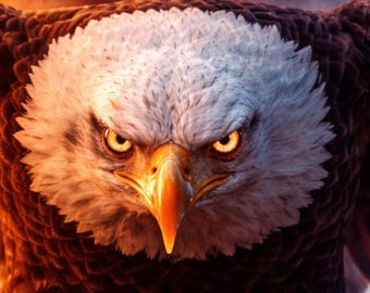 Light Contrast Wildlife Serie – Adler Poster, Leuchtende Augen Wandbild, Modern Tierkunst, Dramatic Light Print, Download