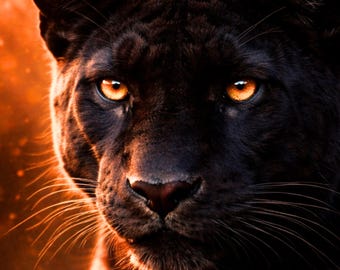 Light Impact Wildlife Panther Poster, Panther Wall Art Light, Panther Wall Mural Modern, Dramatic Animal Art, Printable Living Room Decor