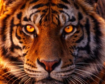 Light Contrast Wildlife Serie – Tiger Poster, Leuchtende Augen Wandbild, Modern Tierkunst, Dramatic Light Print, Download