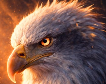 Light Impact Wildlife Eagle Poster, Eagle Wall Art Light, Modern Eagle Wall Mural, Dramatic Animal Art, Printable Living Room Decor