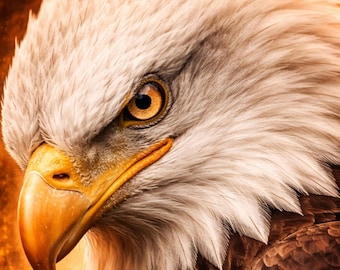 Golden Wildlife Adler Poster, Adler Wall Art Gold, Tierbild modern, Wildlife Wandbild, Wohnzimmer Deko, Printable Art