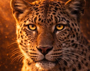 Light Impact Wildlife Leopard Poster, Leopard Wall Art Light, Leopard Wall Mural Modern, Dramatic Animal Art, Printable Living Room Decor