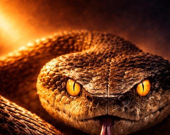 Light Contrast Wildlife Serie – Schlange Poster, Leuchtende Augen Wandbild, Modern Tierkunst, Dramatic Light Print, Download