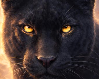 Panther Poster Glow Wildlife Wall Art Animal Poster Modern Art Print Panther Decor Living Room Gift Digital Download Rare Elegance