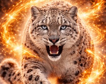 Snow Leopard Poster, Snow Leopard Wall Art, Modern Animal Poster, Wildlife Wall Art, Gift Idea, PDF – Golden Energy