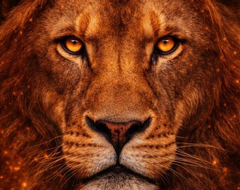 Primer plano de póster de león, arte mural moderno de león, arte mural de grandes felinos, póster de animales para sala de estar, póster de vida silvestre – Primer plano de vida silvestre dorada