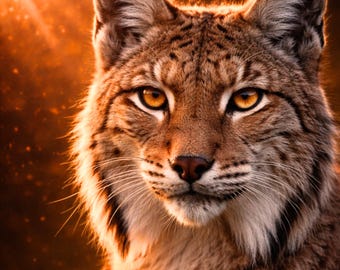 Light Impact Wildlife Lynx Poster, Lynx Wall Art Light, Modern Lynx Wall Mural, Dramatic Animal Art, Printable Living Room Decor