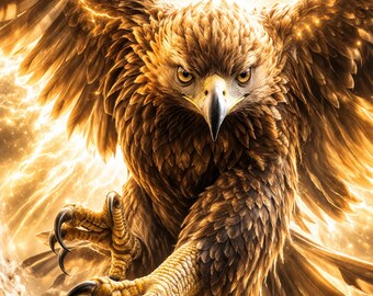 Póster de águila dorada, arte mural de águila atacando, lámina de arte animal de la vida salvaje, arte mural de animales, decoración de sala de estar, regalo