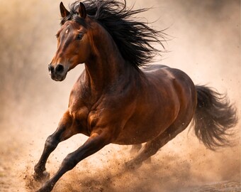 Póster de caballo en movimiento – Arte mural de vida silvestre A4 A3 A2 A1, Arte mural de caballo corriendo, Póster moderno de animales, Idea de regalo, Decoración de naturaleza