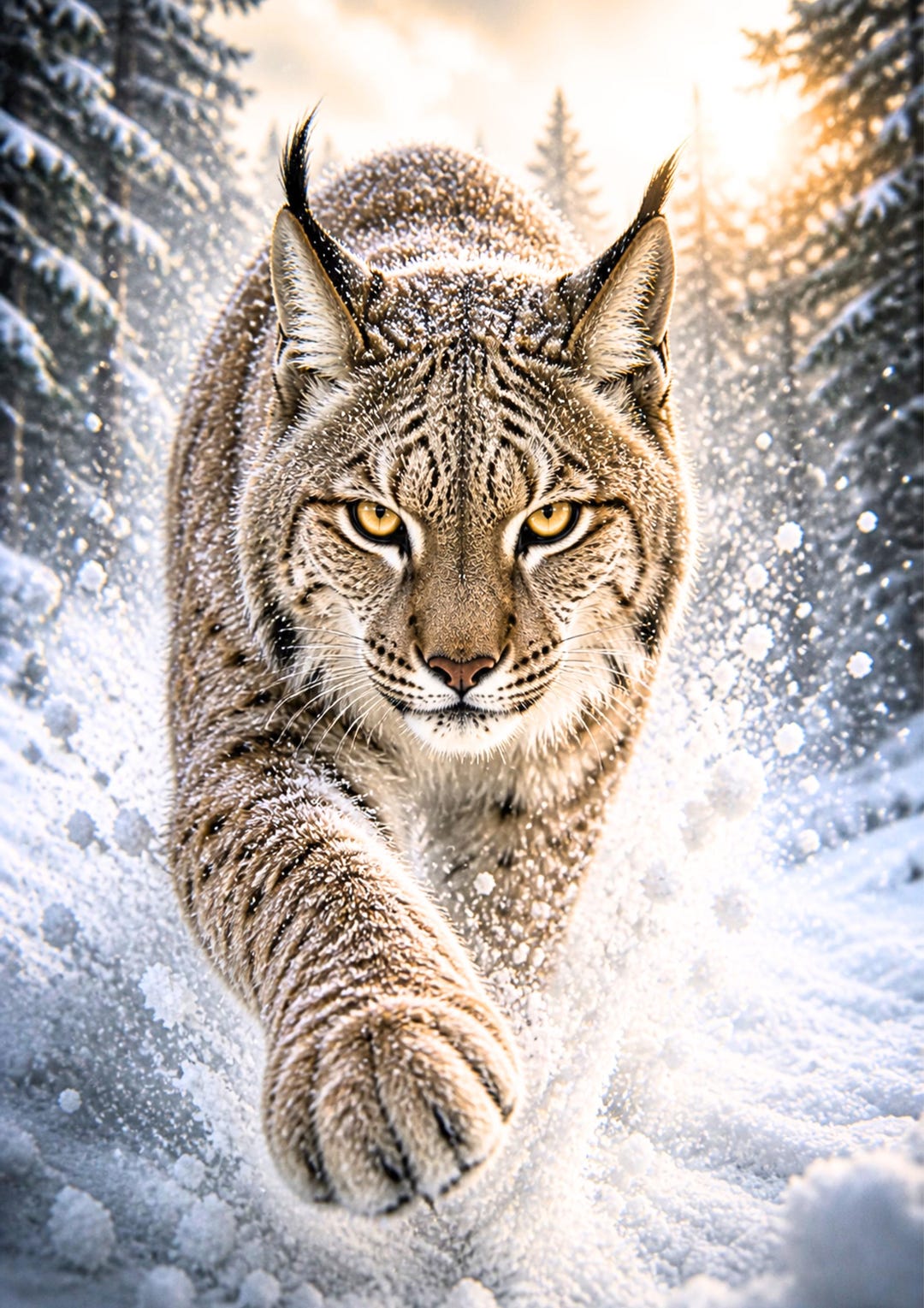 Lynx Poster in the Snow – Lynx Poster in Winter – Modern Animal Poster ...