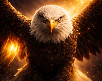 Póster de águila real, arte mural de águila, animal de poder, arte animal místico, arte mural de águila, póster dramático de águila, arte de vida silvestre