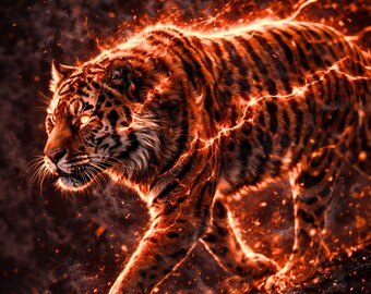 Modern tiger poster, tiger wall art, wildlife wall art, animal poster for the living room, big cat art, gift idea, PDF download