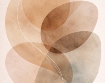Póster Boho Abstracto de Formas Beige, Arte de Pared Minimalista Neutro, Arte de Pared Moderno Decoración de Sala de Estar, PDF Imprimible DIN A1 A2 A3 A4 A5 Regalo