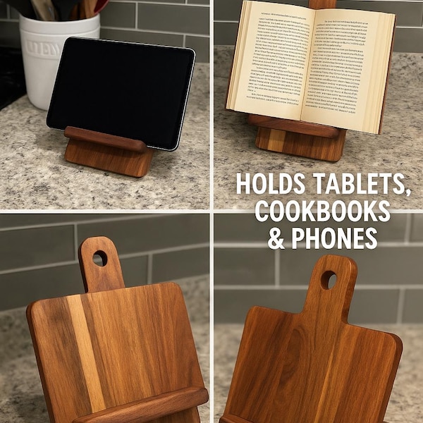 WoodworksByWCrawford: Tablet, smartphone,  cookbook stand.