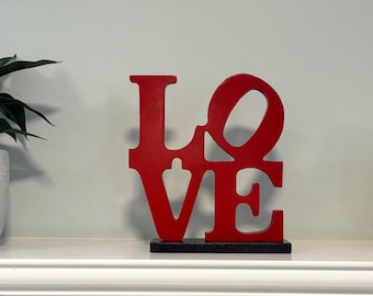 Red LOVE wood Sign/Valentines Day Decor/Shel Sitter Love Sign/Farmhouse Home Decor/Romantic Gift