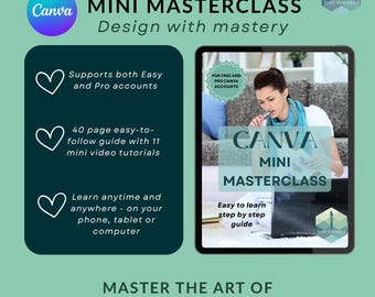 Canva Mini Masterclass-2025 Crash Course-Digital Product Tutorial-Learn Canva-Beginners Course-Video Tutorials-Easy Learning