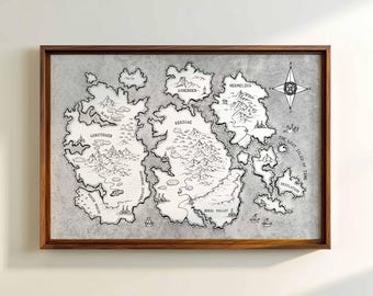 Vintage Hand-Drawn Fantasy World Map – RPG Printable Digital Download