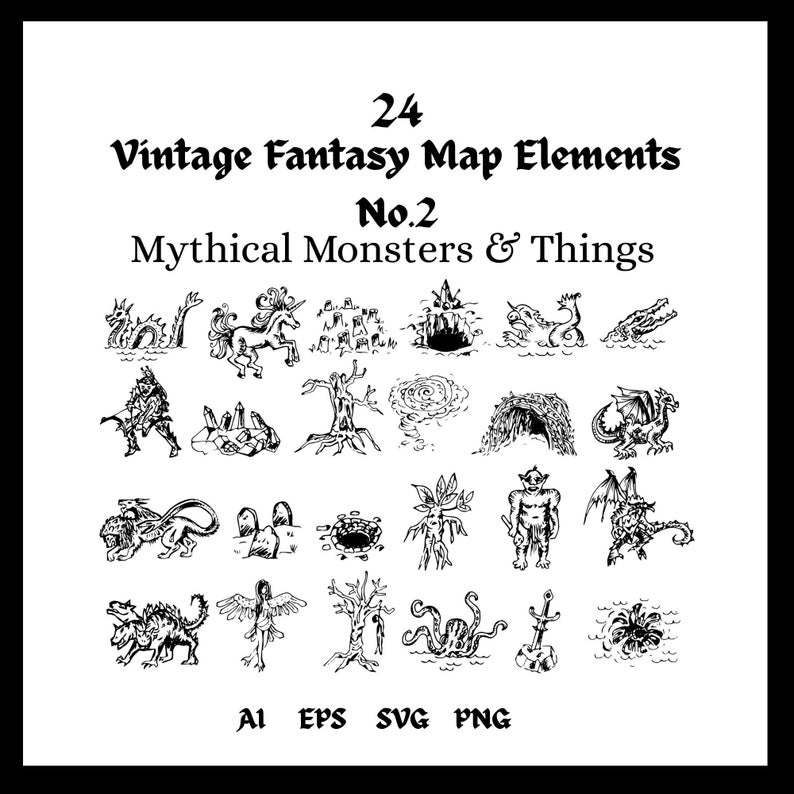 Fantasy Map Creator Kit – RPG Map Assets – Vintage Hand Drawn ...