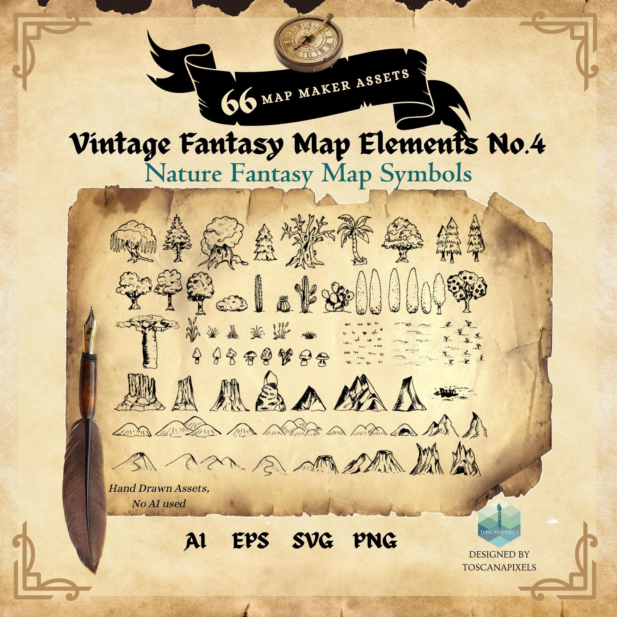 Fantasy Map Creator Kit – RPG Map Assets – Vintage Hand Drawn ...