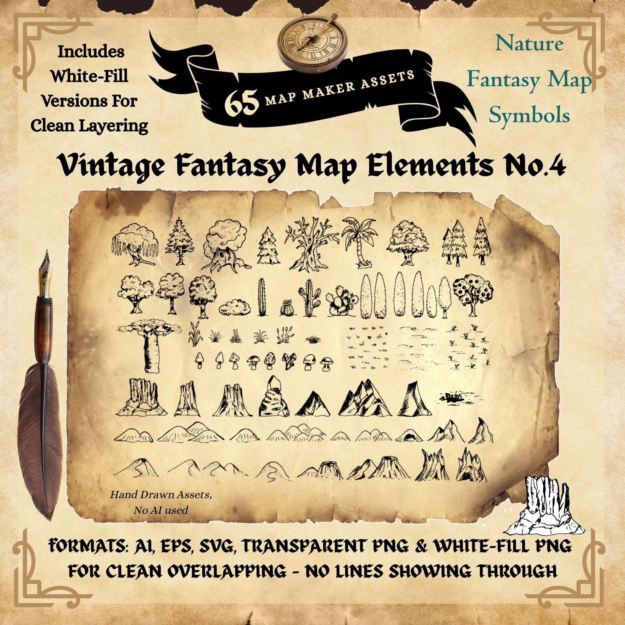 Fantasy Map Creator Kit – RPG Map Assets – Vintage Hand Drawn ...