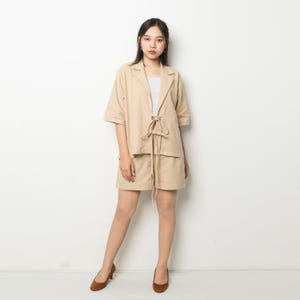 Blazer extérieur oversize haut de gamme pour femmes en lin de qualité supérieure