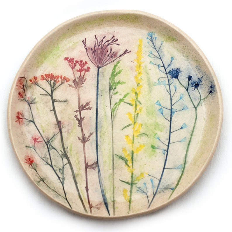 set of large plates with a bouquet of wild flowers zdjęcie 6