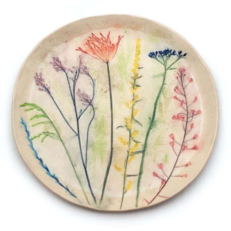 set of large plates with a bouquet of wild flowers zdjęcie 4