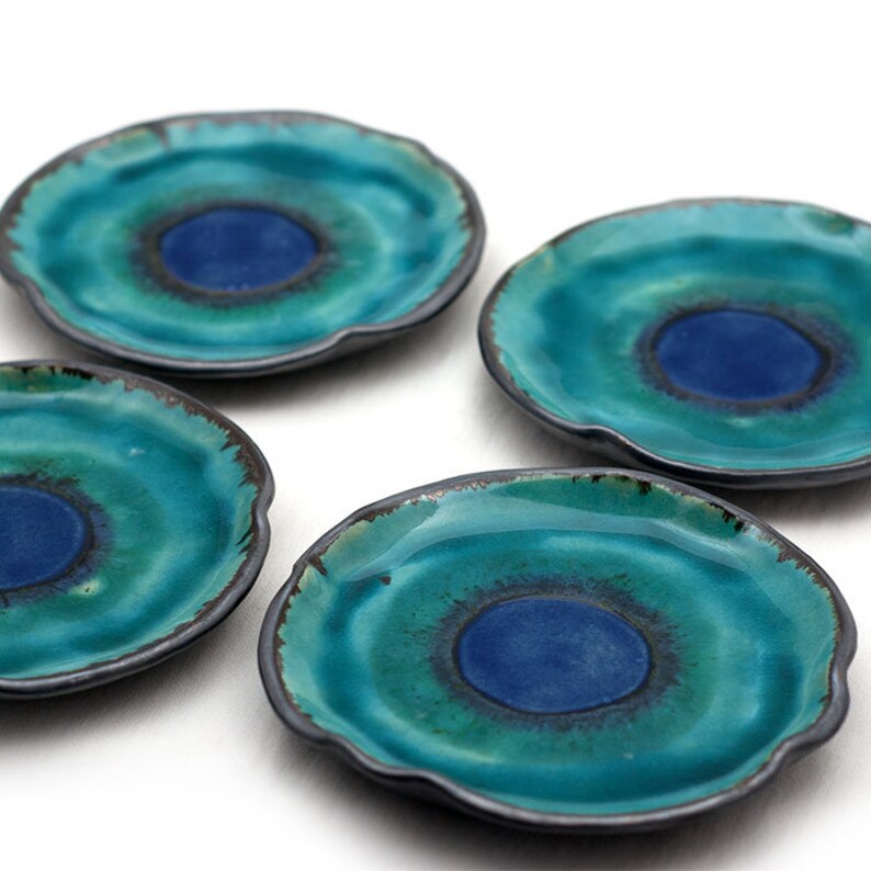 set of cornflower plates with an indigo eye, dessert plates for receiving guests zdjęcie 4