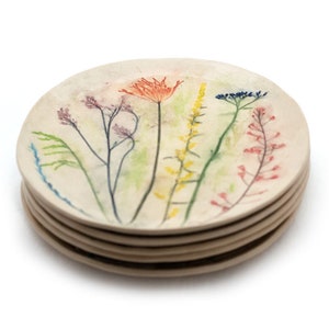 set of large plates with a bouquet of wild flowers zdjęcie 7