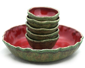 set of 6 bowls - field poppies