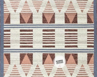 Minimalist Swedish Flatweave Wool Rug, Modern Scandinavian Area Rug for Living Room, Boho Decor