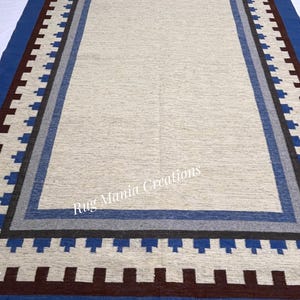9x12 10x14 Blue Swedish Marianne Richter inspired Kilim Rug High Quality Handwoven Flat weave Rug for Living Room Rug Customize in all Size