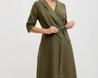 Petite to Regular Women Juy Autumn/fall Army Green Ring Belted Shirt Wax  A-line Dress - Etsy