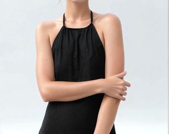 Black Linen Halter Maxi Dress, Backless Summer Gown - Etsy Black Linen Halter Maxi Dress, Backless Summer Gown - Etsy