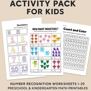 Paquete de actividades de conteo de números para niños