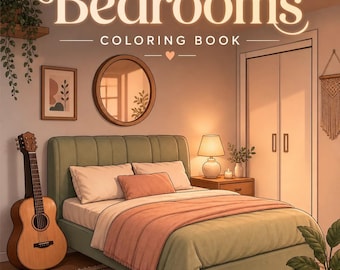 Aesthetic Bedrooms Coloring Book Cozy Tiny Spaces and Pastel Room Decors for Adults: Bold and Easy Minimalist Coloring for Stress Relief