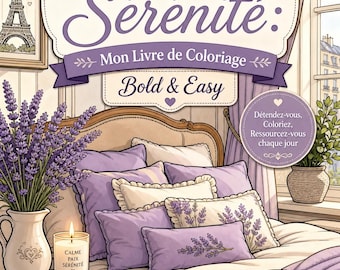 Coloriage Cozy Hygge PDF, Dessins Simples de Chambres pour Adultes, Livre Interieurs Chaleureux Bold and Easy A4