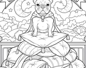 Frenchie Drama Queen Coloring Book PDF, Cute Funny French Bulldog Coloring Pages for Adults, Bold and Easy Dog Lovers Digital Download A4