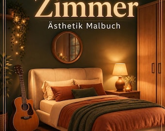 Malbuch Bold and Easy - Gemütliche Räume, Einfache Ausmalbilder mit dicken Linien, PDF Ausdrucken