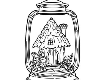 Cozy Tiny House Coloring Book for Adults, Bold and Easy Coloring Pages, Simple Room Interior Lifestyle, Hygge Spaces Printable PDF Download