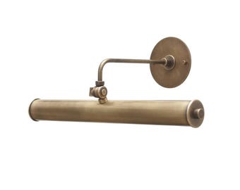 Mid Century Modern Brass Picture Light, Vintage Style Wall Sconce, Adjustable Gallery Art Lighting