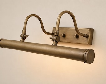 Brass Picture Light Wall Mount, Vintage Style Art Display Lamp, Adjustable Gallery Lighting Fixture
