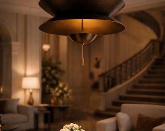 Handmade Brass Pendant Light Mid Century Modern Triple Chandelier Fixture Ceiling Lighting Italian Style Living Room Vintage Decor