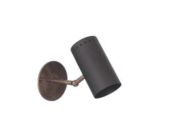 Handmade Brass Cylinder Wall Sconce – Mid Century Modern Minimalist Light Fixture, Vintage Style Interior Lamp