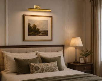 Brass Picture Light Wall Fixture, Modern Art Display Lamp, Mid Century Gallery Lighting for Paintings & Frames