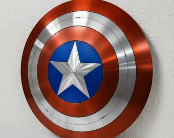 Captain America Shield Replica Metal Wall Decor Superhero Cosplay Prop Avengers Inspired Display Marvel Style Gift Home Room Art