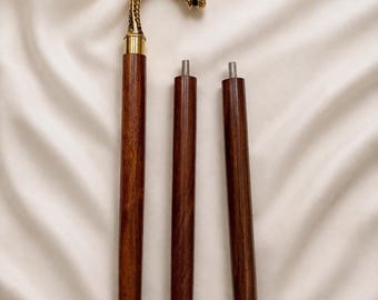 Bastone da passeggio in ottone fatto a mano con impugnatura a serpente e bastone in legno, ausilio per la mobilità vintage di lusso, regalo personalizzato con incisione, elegante supporto.